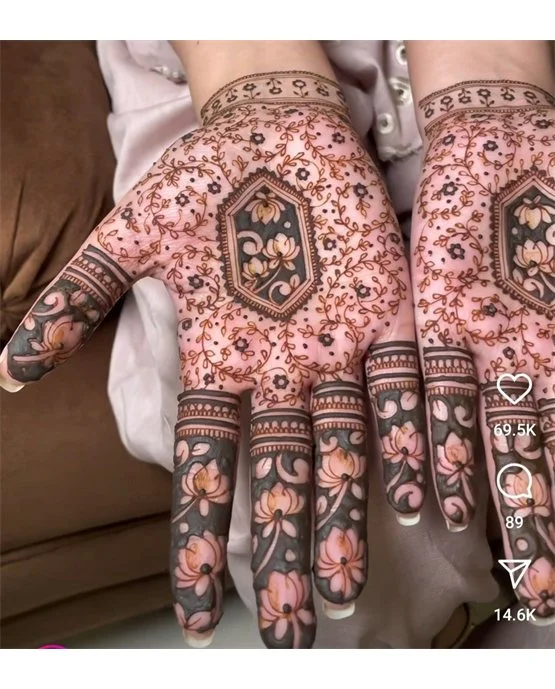 Dainty Silhouette And Hook Covering Front Hand Mehndi Design